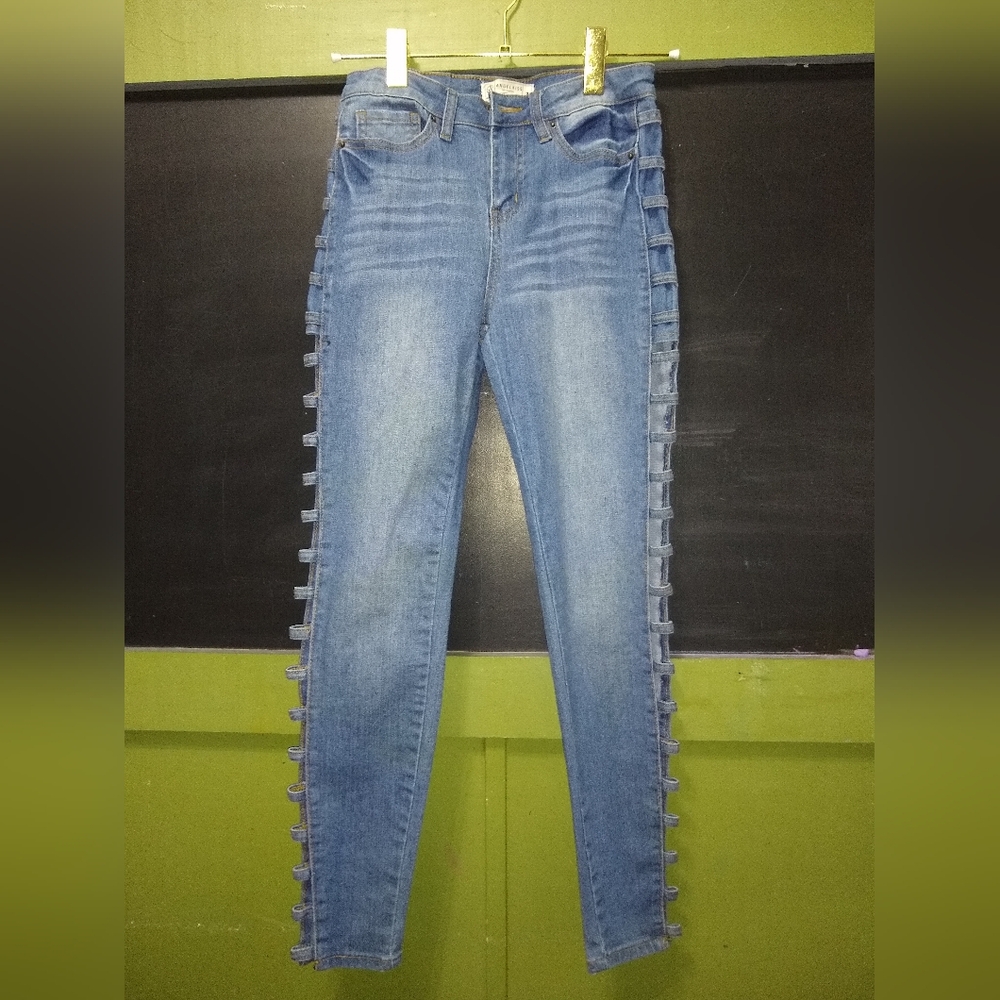 Angel Kiss Blue Cropped Jeans with Side Details